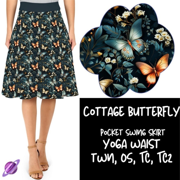 Cottage Butterfly print Swing Skirt - Picture 2 of 3